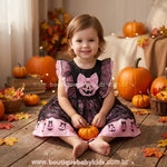 Vestido Infantil Abóborinha Cor-de-Rosa para Halloween - Boutique Baby Kids