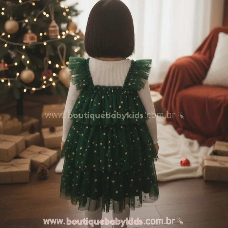 Vestido Infantil Tule Árvore Magia do Natal - Boutique Baby Kids