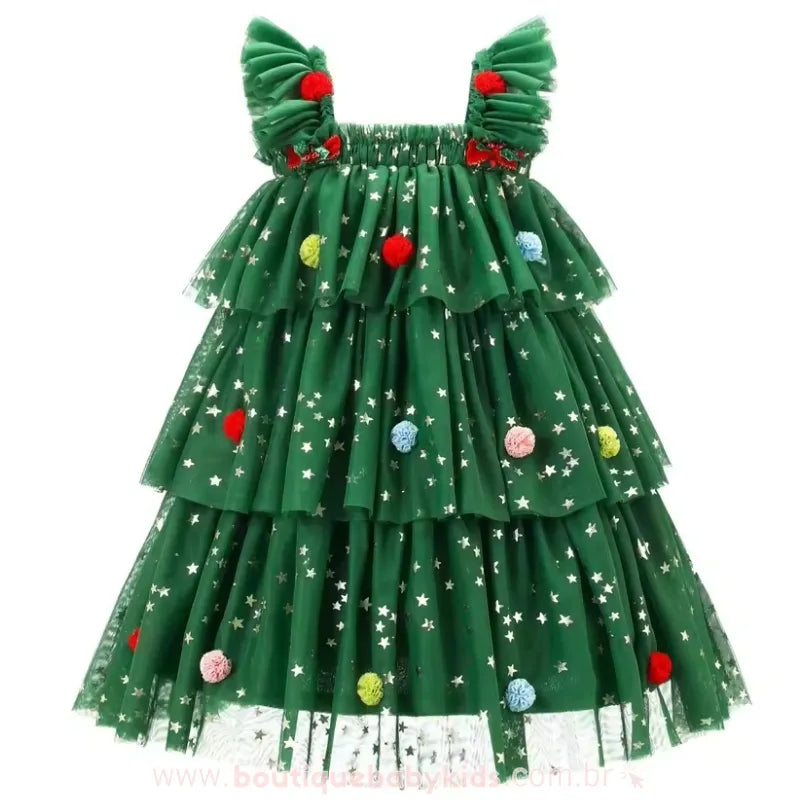 Vestido Infantil Tule Árvore Magia do Natal - Boutique Baby Kids