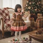 Vestido Infantil Natalino Biscoitinho Doce de Gengibre Marrom - Boutique Baby Kids