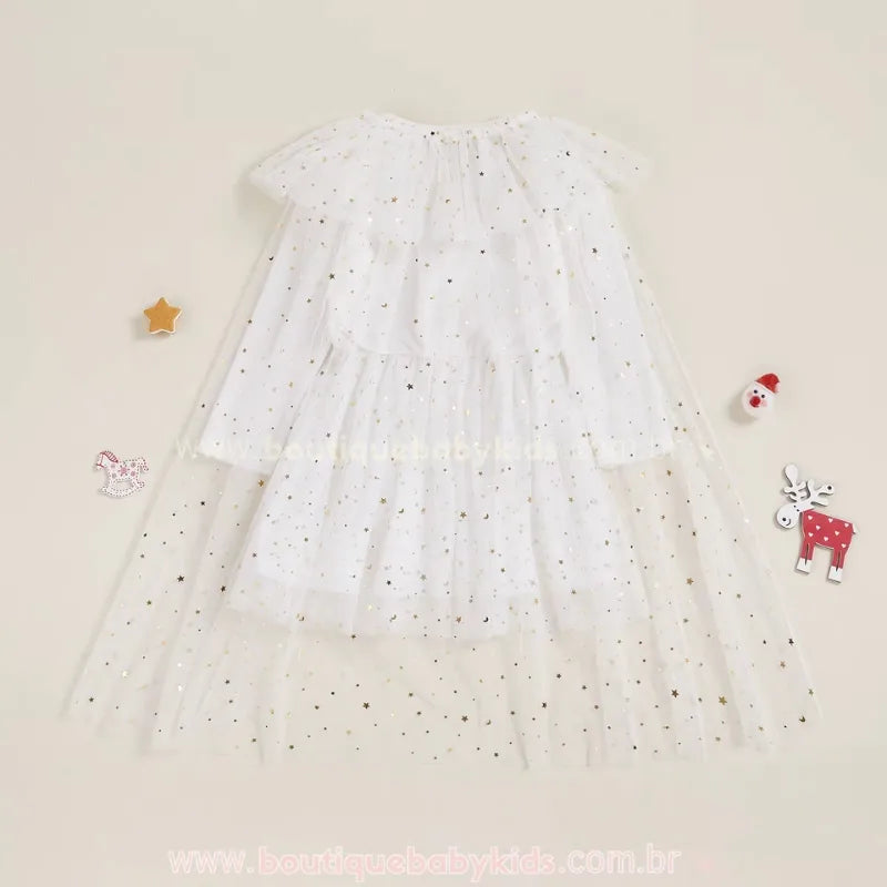 Vestido Infantil Boneco de Neve com Capa