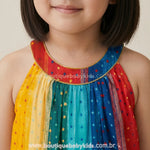 Close Up do Vestido Infantil Brilho do Arco-Íris