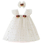 Vestido Infantil Tule Brilho Mágico de Natal com Faixa Branco - Boutique Baby  Kids - 
