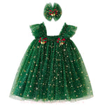 Vestido Infantil Tule Brilho Mágico de Natal com Faixa Verde - Boutique Baby  Kids 
