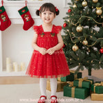 Vestido Infantil Tule Brilho Mágico de Natal com Faixa Vermelho- Boutique Baby  Kids 