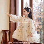 Vestido Infantil Encanto das Estrelas com Tule Bege - Boutique Baby Kids