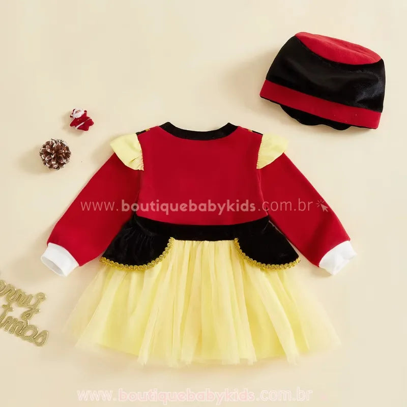 Vestido Infantil Fantasia Quebra-Nozes com Chapéu