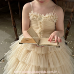 Vestido Infantil Fleur de Champagne Luxo em Tule para Festas - Boutique Baby Kids