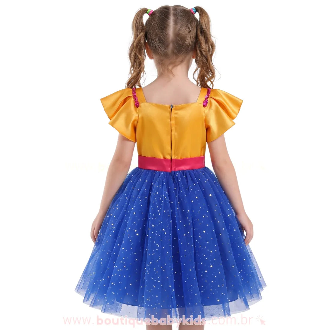 Parte de trás do Vestido Infantil Fantasia Guerreiras do K-pop Rumi com Saia de Tule - Boutique Baby Kids