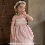 Vestido Infantil de Fadinha Jardim de Pétalas Rosa com Tule - Boutique Baby Kids