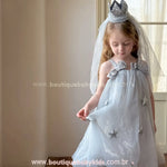 Vestido Infantil Estrelado Luar de Prata Balonê com Tule - Boutique Baby Kids