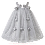 Vestido Infantil Estrelado Luar de Prata Balonê com Tule - Boutique Baby Kids