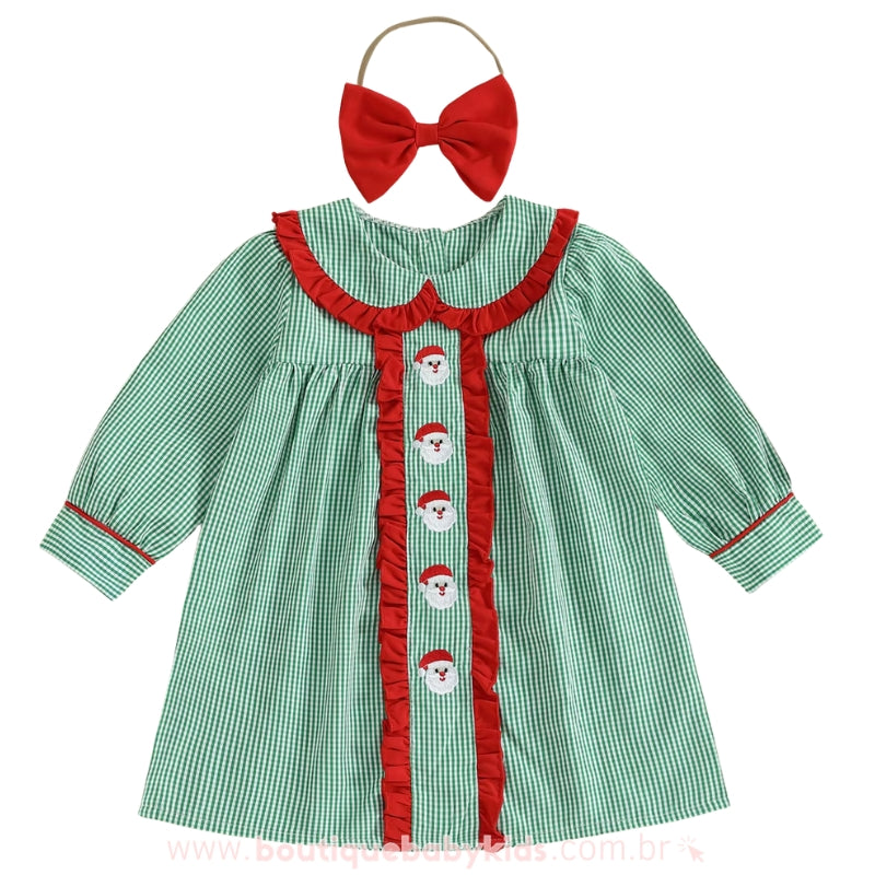Vestido Infantil Natal Clássico com Faixa