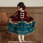 Vestido Infantil de Luxo Natal Imperial em Veludo - Boutique Baby Kids