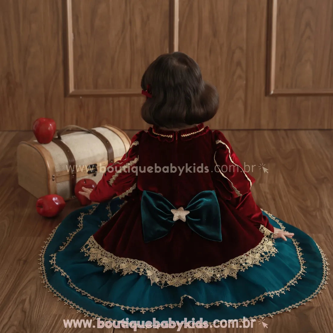 Vestido Infantil de Luxo Natal Imperial em Veludo - Boutique Baby Kids