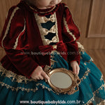 Vestido Infantil de Luxo Natal Imperial em Veludo - Boutique Baby Kids