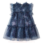 Vestido Infantil Noite Estrelada Azul com Tule - Boutique Baby Kids