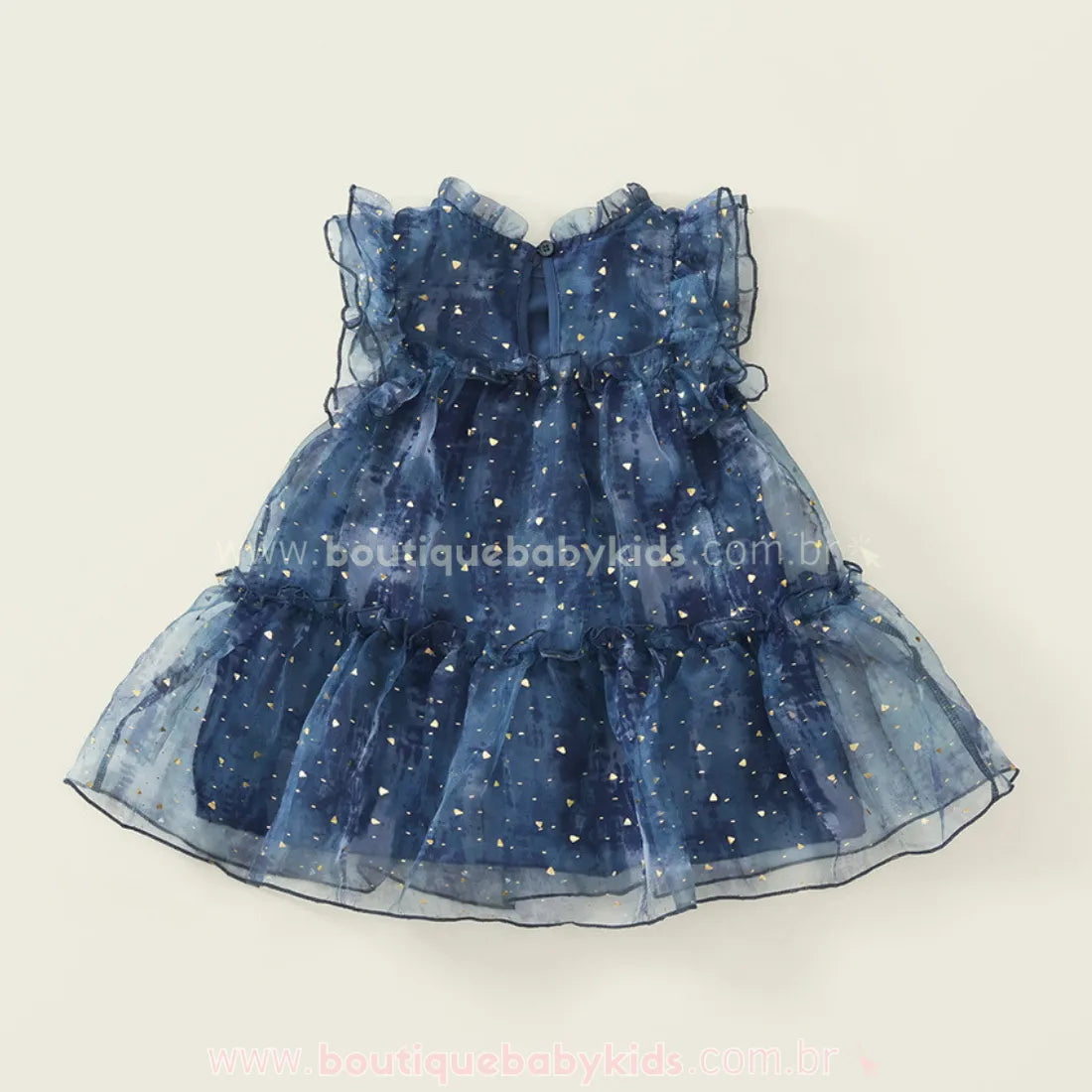 Vestido Infantil Noite Estrelada Azul com Tule - Boutique Baby Kids