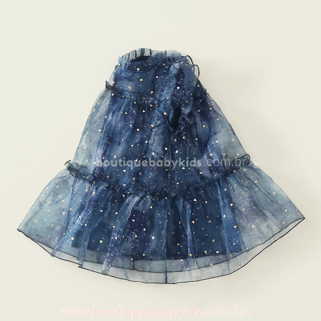 Vestido Infantil Noite Estrelada Azul com Tule - Boutique Baby Kids