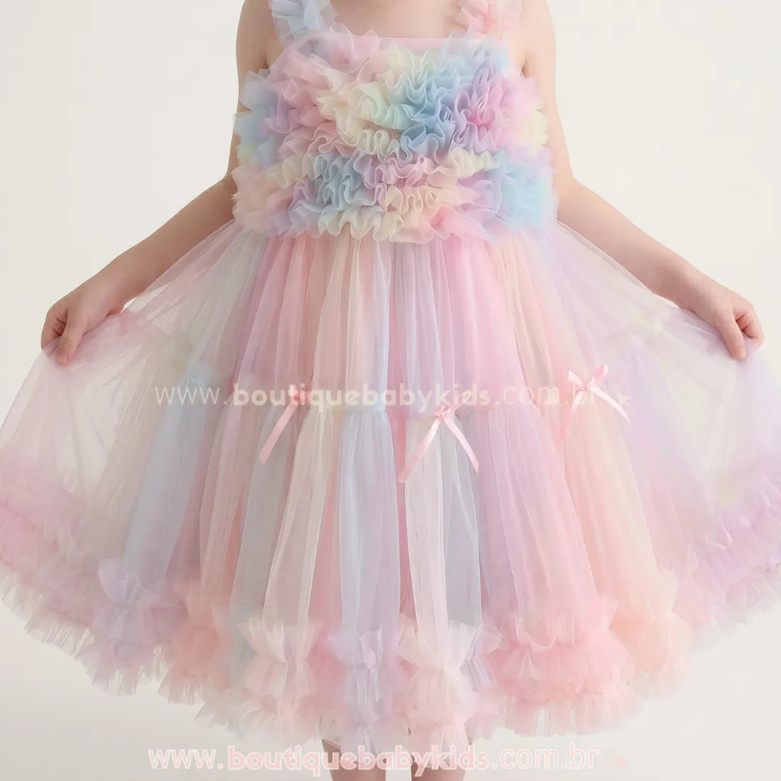 Vestido Infantil de Festa em Tule Pastel Colorido – Nuvem de Algodão - Boutique Baby Kids