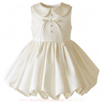 Vestido Infantil Pérola Off-White com Gola Boneca e Saia Balonê - Boutique Baby Kids