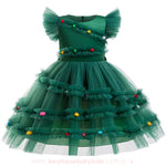 Vestido Infantil Temático de Árvore Pinheirinho do Natal com Tule Verde - Boutique Baby Kids