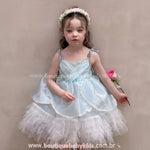 Vestido Infantil Princesa Celeste Azul com Tule para Festa - Boutique Baby Kids
