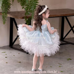 Vestido Infantil Princesa Celeste Azul com Tule para Festa - Boutique Baby Kids