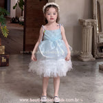 Vestido Infantil Princesa Celeste Azul com Tule para Festa - Boutique Baby Kids