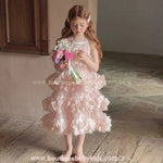Vestido Infantil de Festa Princesa com Camadas de Tule Rosa - Boutique Baby Kids 