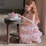 Vestido Infantil de Festa Princesa com Camadas de Tule Rosa - Boutique Baby Kids 