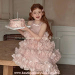 Vestido Infantil de Festa Princesa com Camadas de Tule Rosa - Boutique Baby Kids 