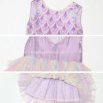 Detalhes do Vestido Infantil Reino das Sereias com Tule e Paetês Lilás - Boutique Baby Kids