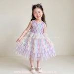Vestido Infantil Reino das Sereias com Tule e Paetês Lilás - Boutique Baby Kids