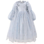 Vestido Infantil Elsa Reino de Gelo com Tule e Mangas Bufantes - Boutique Baby Kids