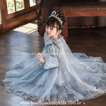 Vestido Infantil Elsa Reino de Gelo com Tule e Mangas Bufantes - Boutique Baby Kids