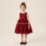 Vestido Infantil de Festa Luxo Vermelho com Babados – Rubi Rouge - Boutique Baby Kids