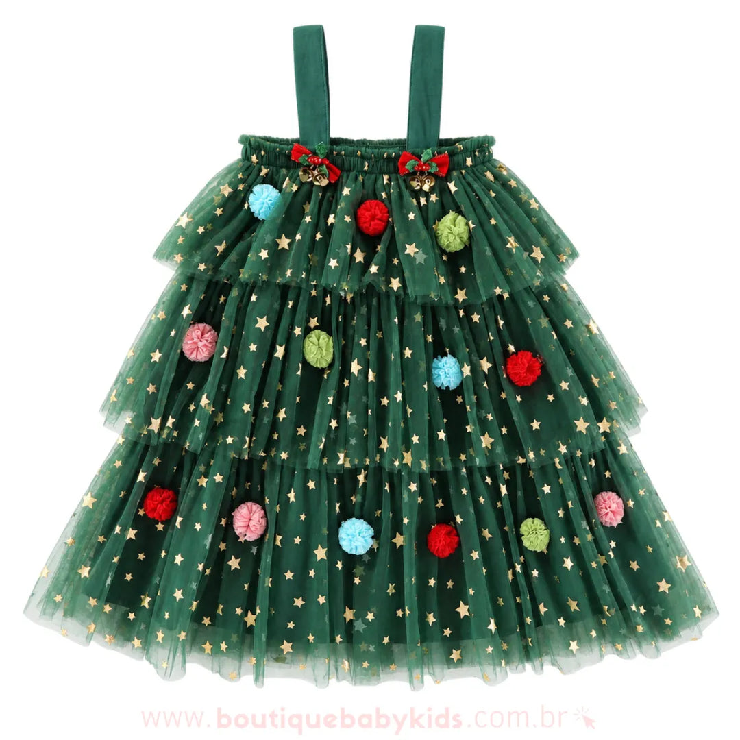 Vestido Infantil Temático Fantasia Árvore de Natal - Boutique Baby Kids