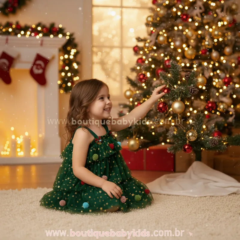 Vestido Infantil Temático Fantasia Árvore de Natal - Boutique Baby Kids