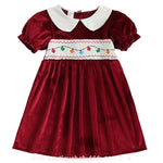 Vestido Infantil Temático Veludo Bordado Luzinhas de Natal Vermelho - Boutique Baby Kids
