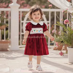 Vestido Infantil Temático Veludo Bordado Luzinhas de Natal Vermelho - Boutique Baby Kids
