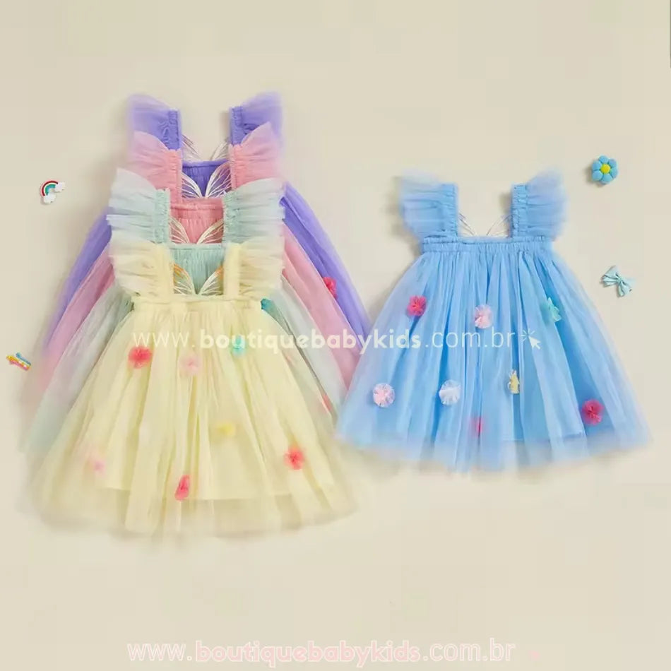 Vestido Infantil Tule Borboleta dos Sonhos