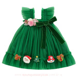 Vestido Infantil Tule Encanto Natalino com Apliques Verde - Boutique Baby Kids