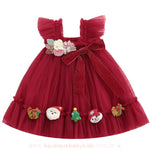 Vestido Infantil Tule Encanto Natalino com Apliques Vermelho - Boutique Baby Kids