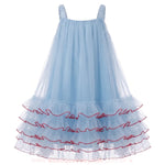 Vestido Infantil Petit Ciel Azul Delicado com Tule e Babados - Boutique Baby Kids