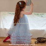 Vestido Infantil Petit Ciel Azul Delicado com Tule e Babados - Boutique Baby Kids