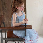 Vestido Infantil Petit Ciel Azul Delicado com Tule e Babados - Boutique Baby Kids