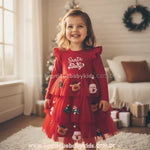 Vestido Infantil Tule 'Santa Baby' com Apliques de Natal Vermelho - Boutique Baby Kids