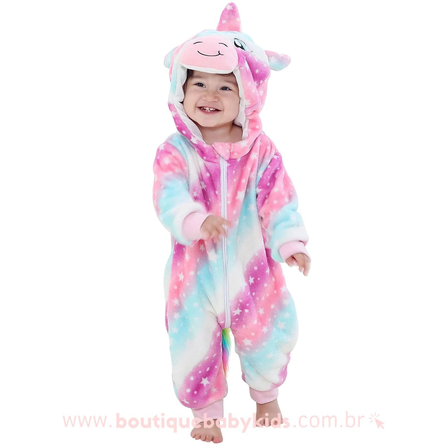 Macacão Bebê Fantasia Unicórnio Soft Estrelado Multicor - Frete Grátis - Boutique Baby Kids