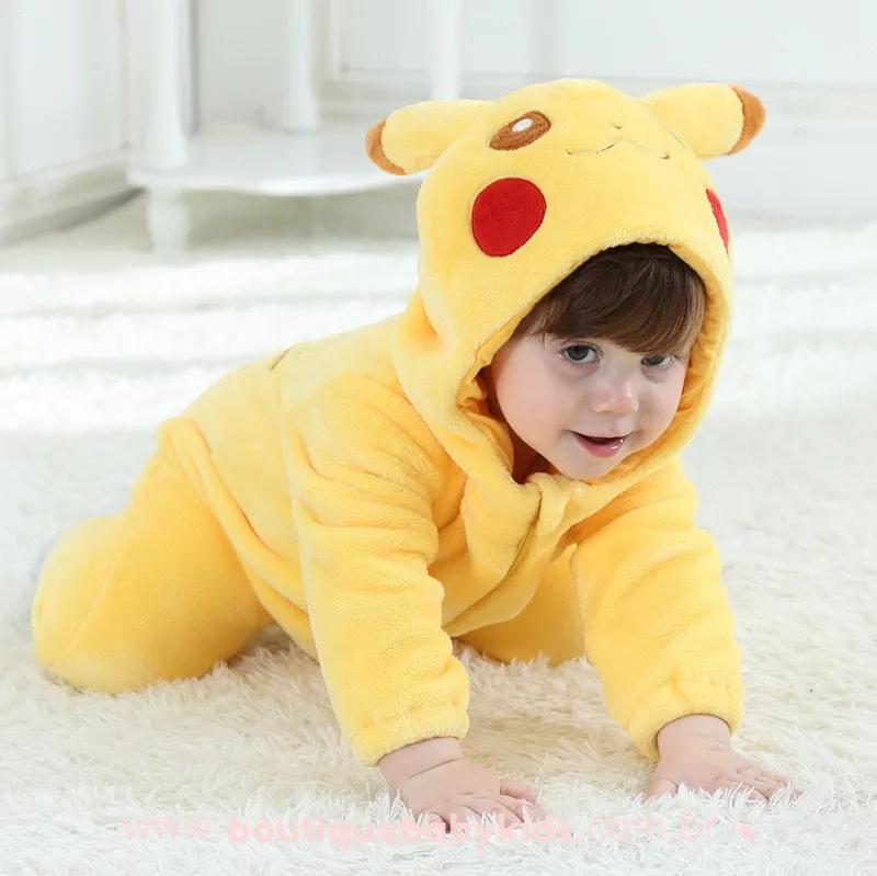 Fantasia Pikachu Bebê Mesversario Infantil - Pokemon - Macacão Bordado Com  Gorro